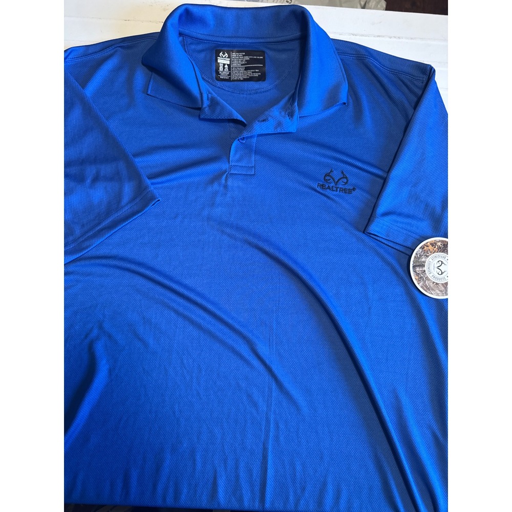 Realtree Polo‎ Shirt Mens XL Blue New Performance Mesh Short Sleeve Logo